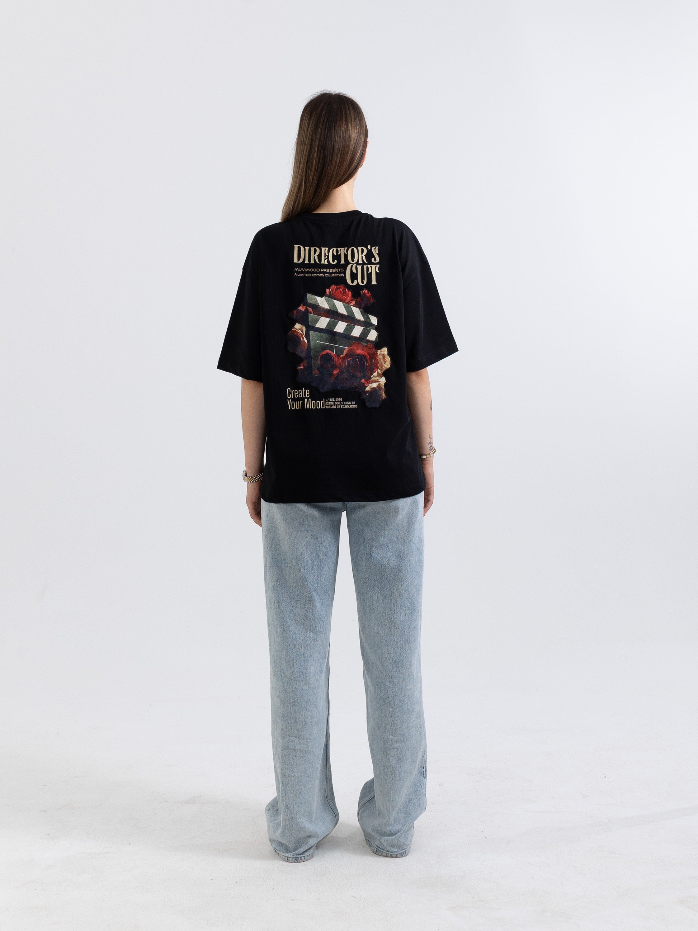 Director’s Cut Siyah Oversize Patch Tasarım Tişört