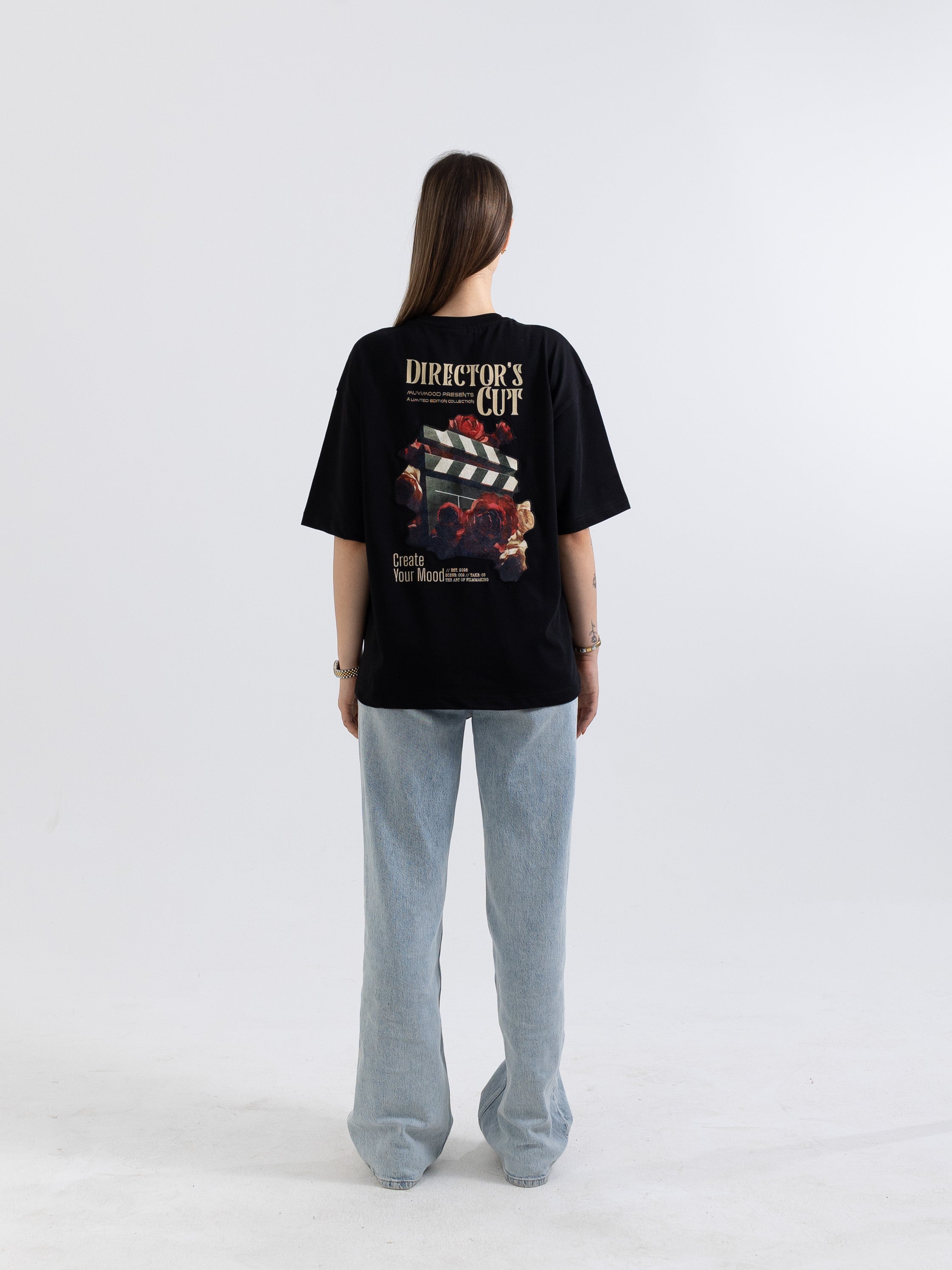 Director’s Cut Siyah Oversize Patch Tasarım Tişört
