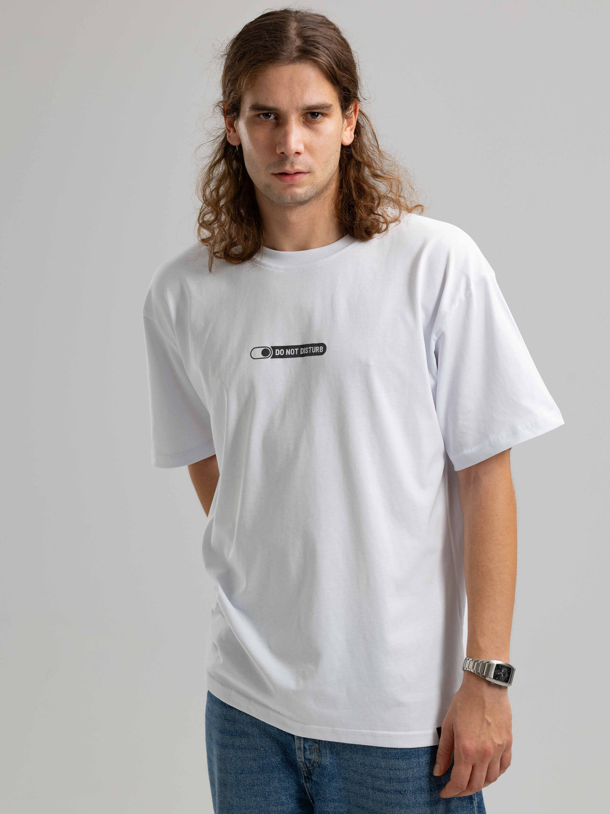 Off Day Beyaz Oversize Baskılı Tişört
