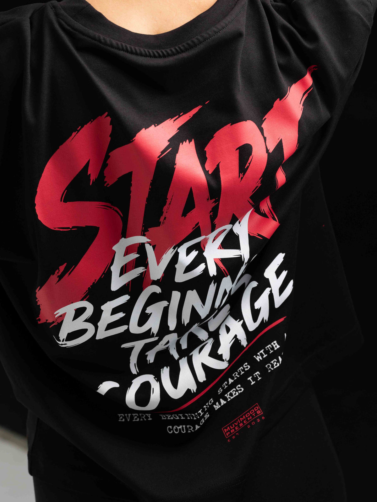 First Step Siyah Oversize Baskılı Tişört