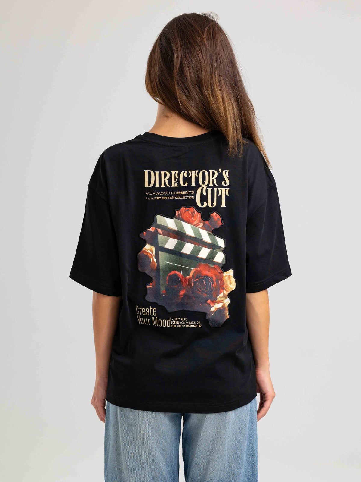 Director’s Cut Siyah Oversize Patch Tasarım Tişört