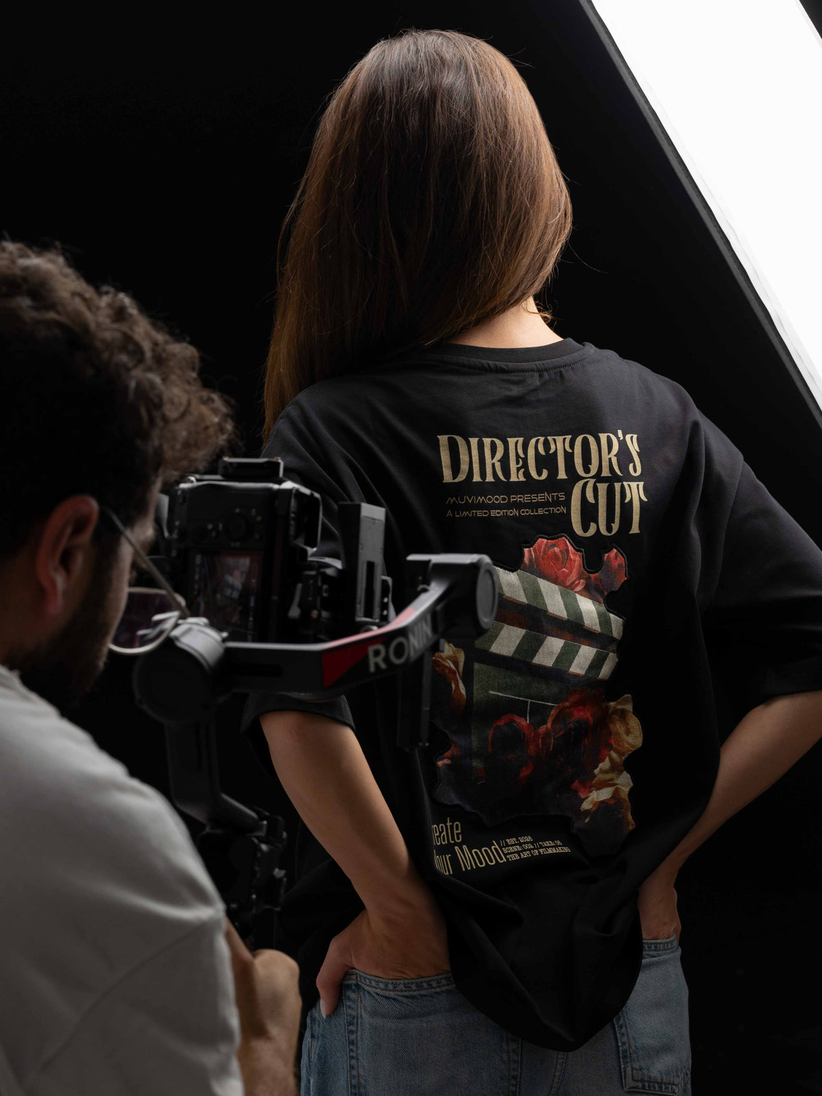 Director’s Cut Siyah Oversize Patch Tasarım Tişört