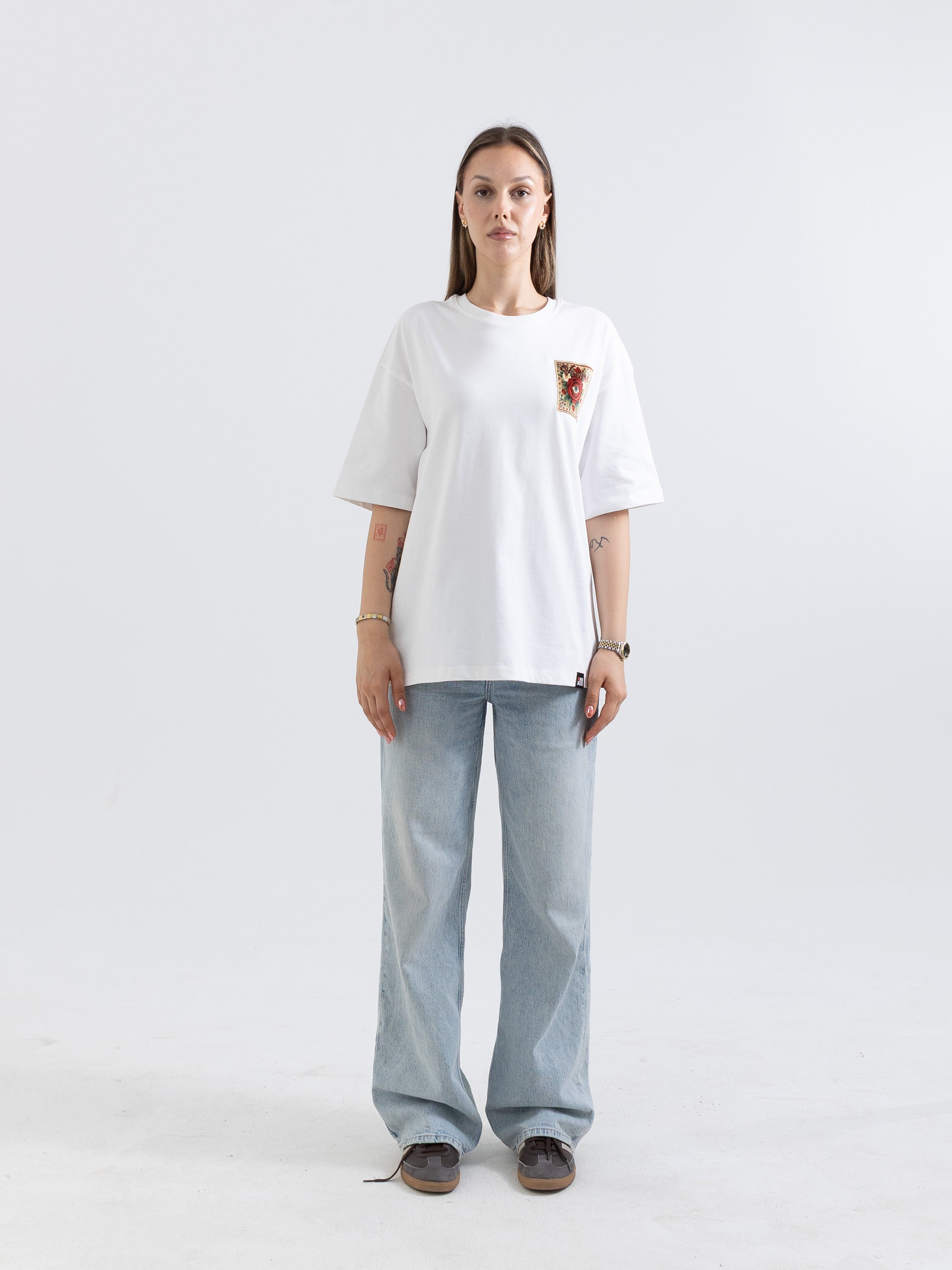 Vision Beyaz Oversize Patch Tasarım Tişört