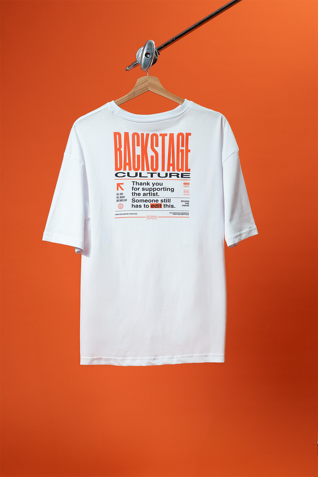 Backstage Culture Beyaz Oversize Baskılı Tişört Hover Image