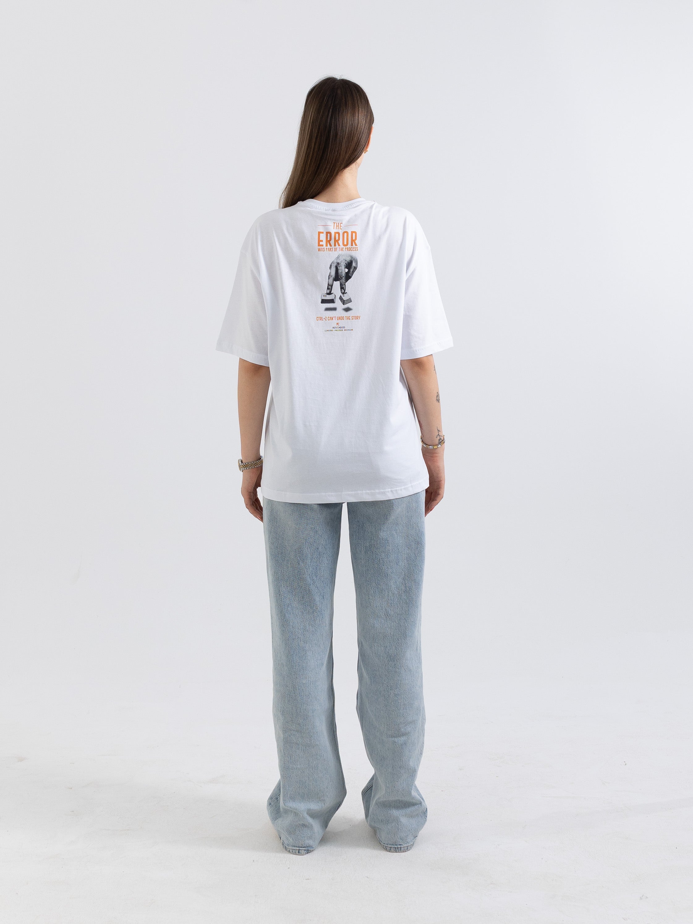 CTRL+Z Beyaz Baskılı Oversize Tişört