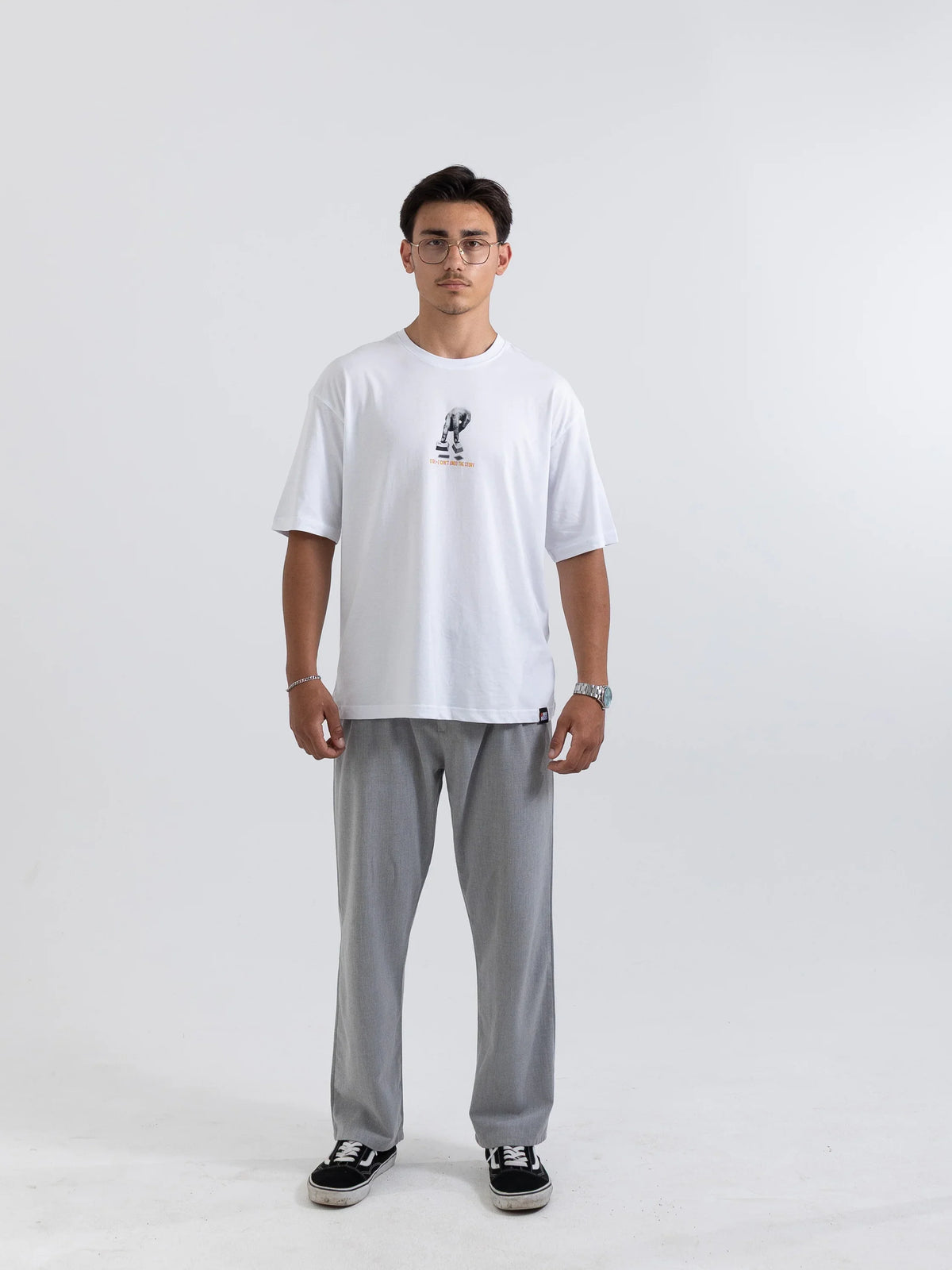 CTRL+Z Beyaz Baskılı Oversize Tişört