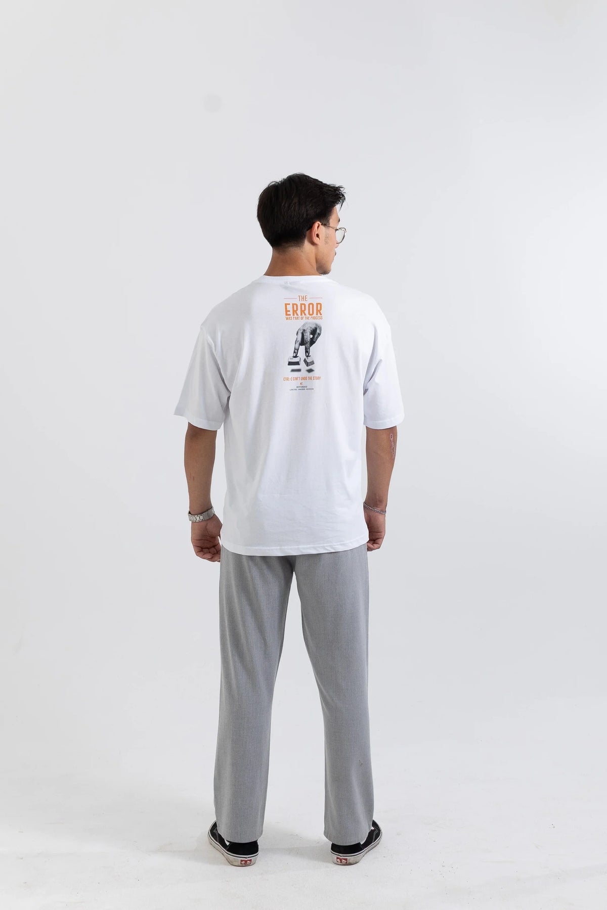 CTRL+Z Beyaz Baskılı Oversize Tişört