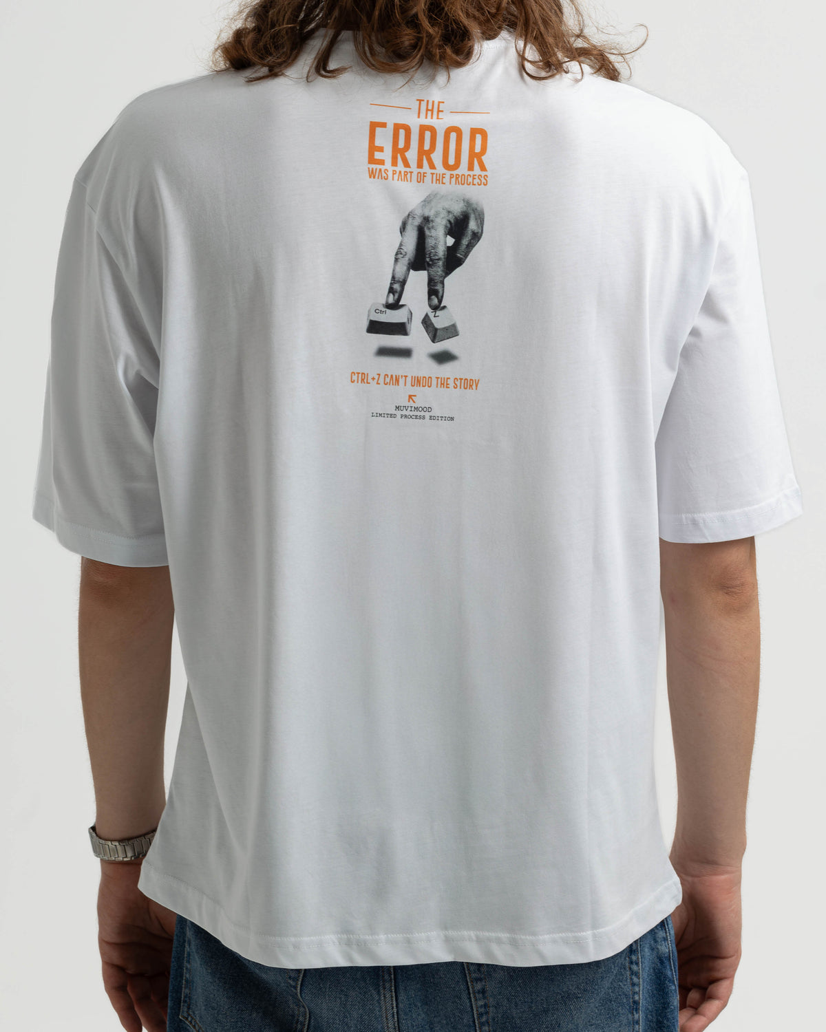 CTRL+Z Beyaz Baskılı Oversize Tişört