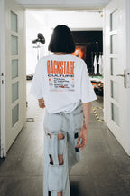 Backstage Culture Beyaz Oversize Baskılı Tişört