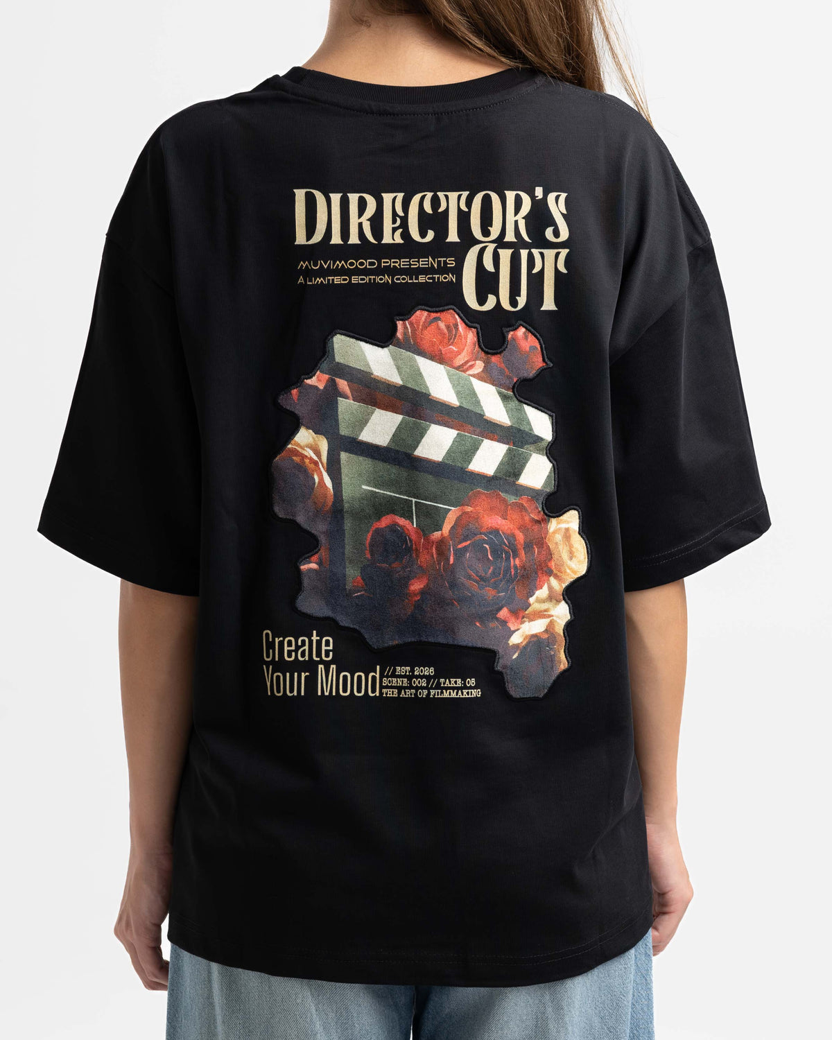Director’s Cut Siyah Oversize Patch Tasarım Tişört